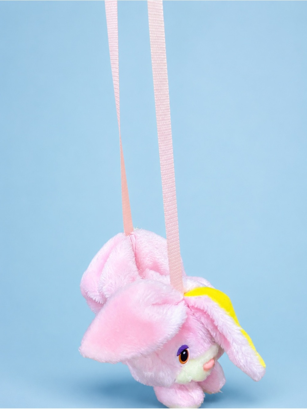 Plush Pink Bunny Small Purse with Yellow Accents